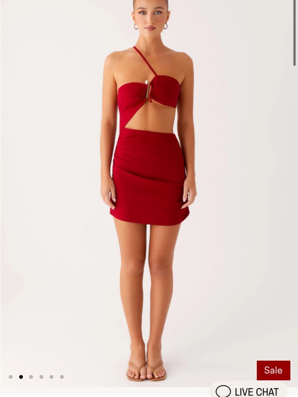 Peppermayo Red Asymmetrical Cutout Mini Dress